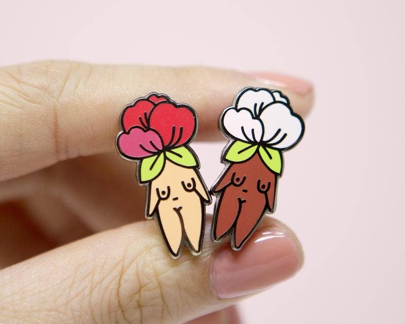 Flower Child Enamel Pin - Dark