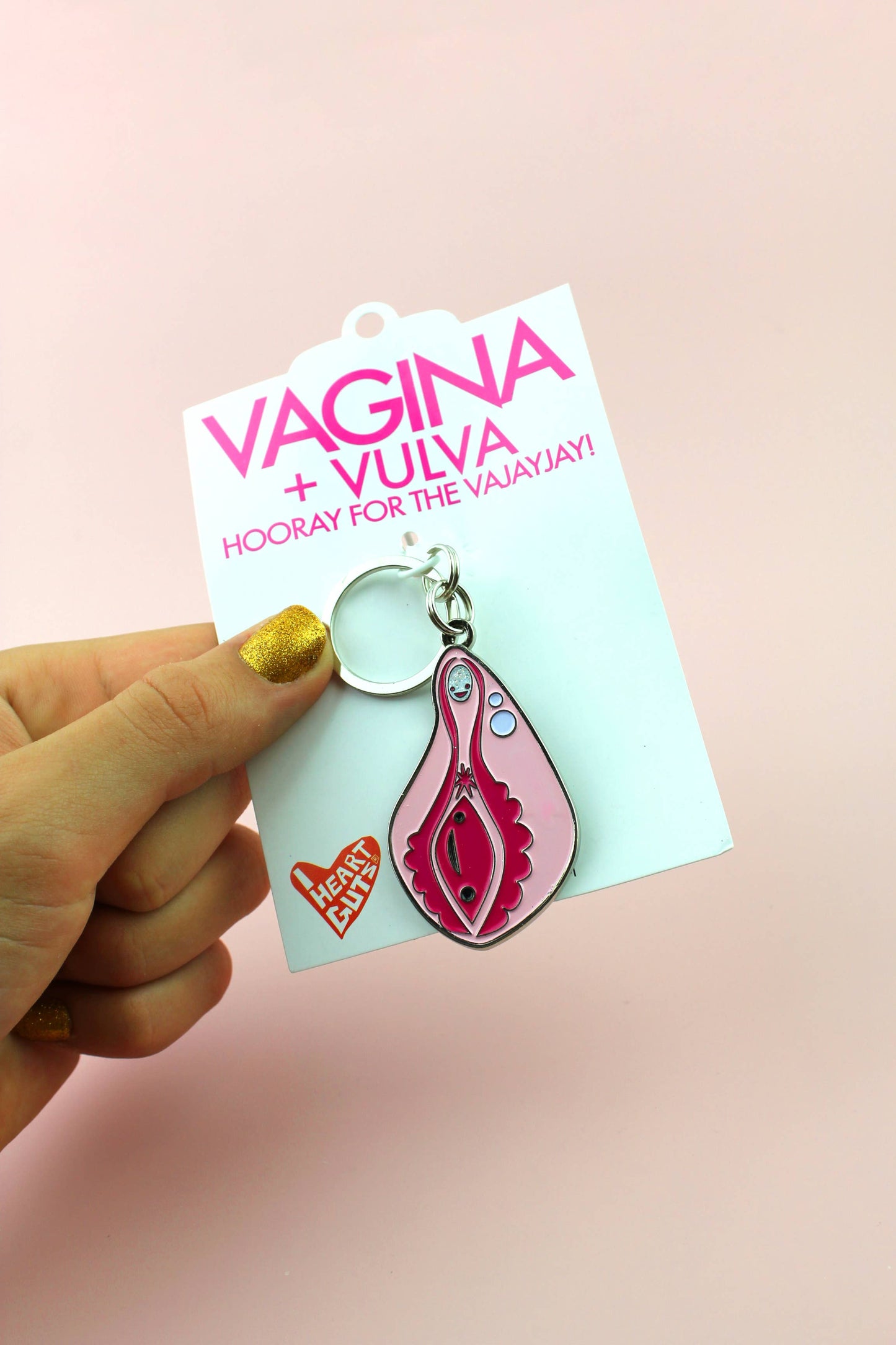 Vagina+Vulva Keychain With Sparkly Clit Face