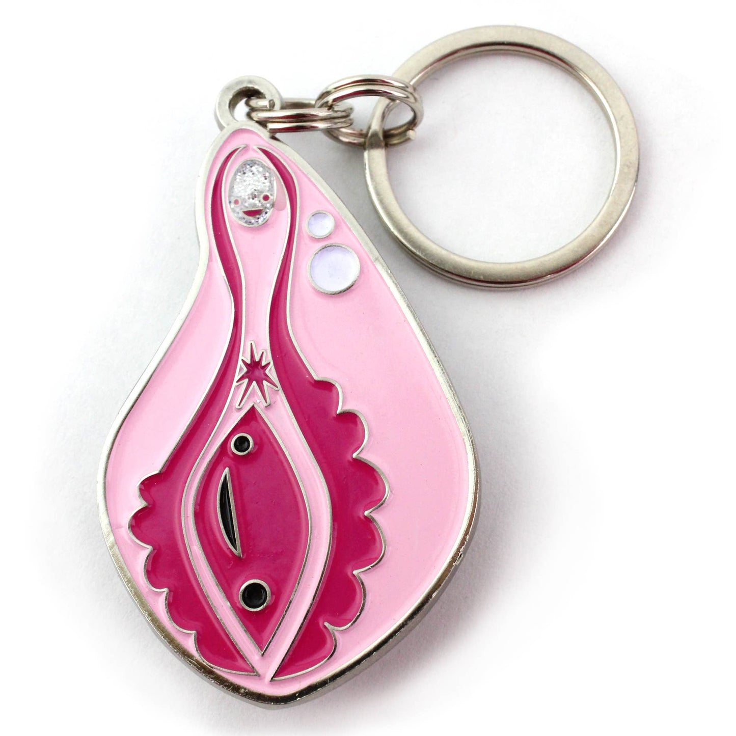 Vagina+Vulva Keychain With Sparkly Clit Face