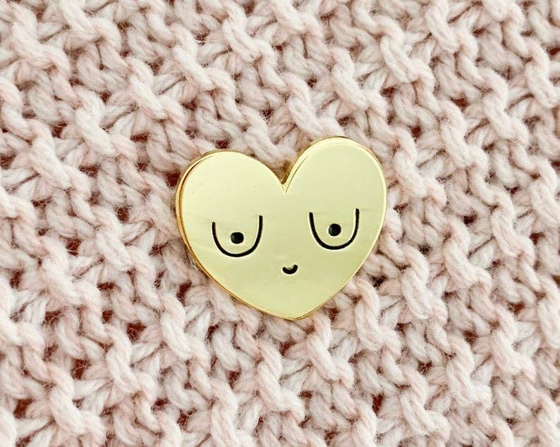 Gold Boob Enamel Pin