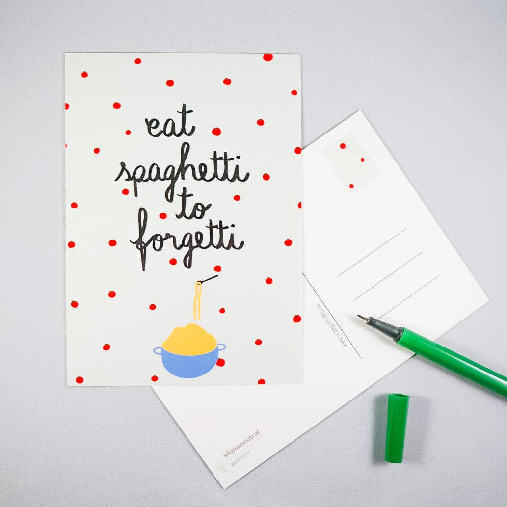 Postcard “eat spaghetti to forgetti”: 1 postcard