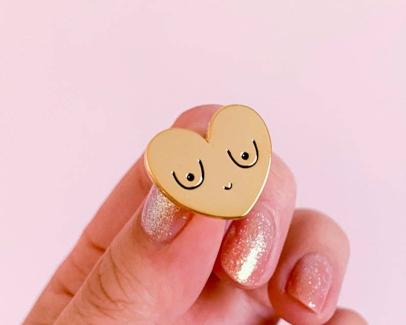 Gold Boob Enamel Pin