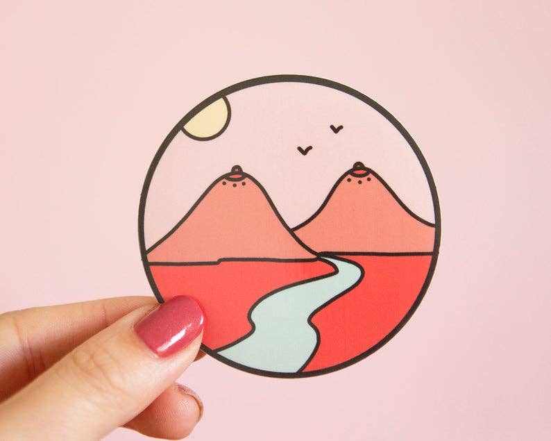 Boob Mountains - Feminist Landscape Vinyl Sticker