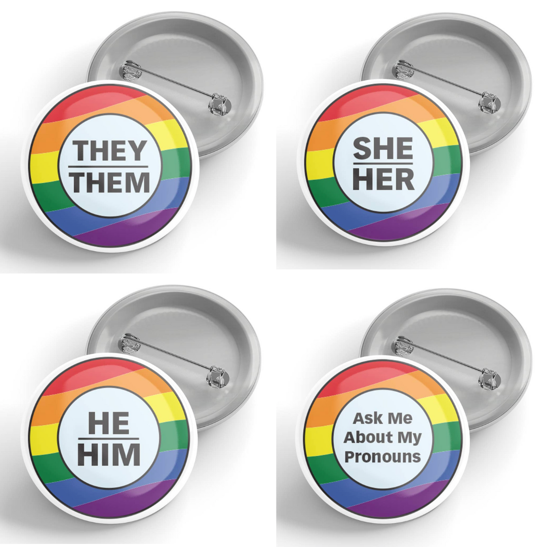 Pronoun Rainbow Buttons