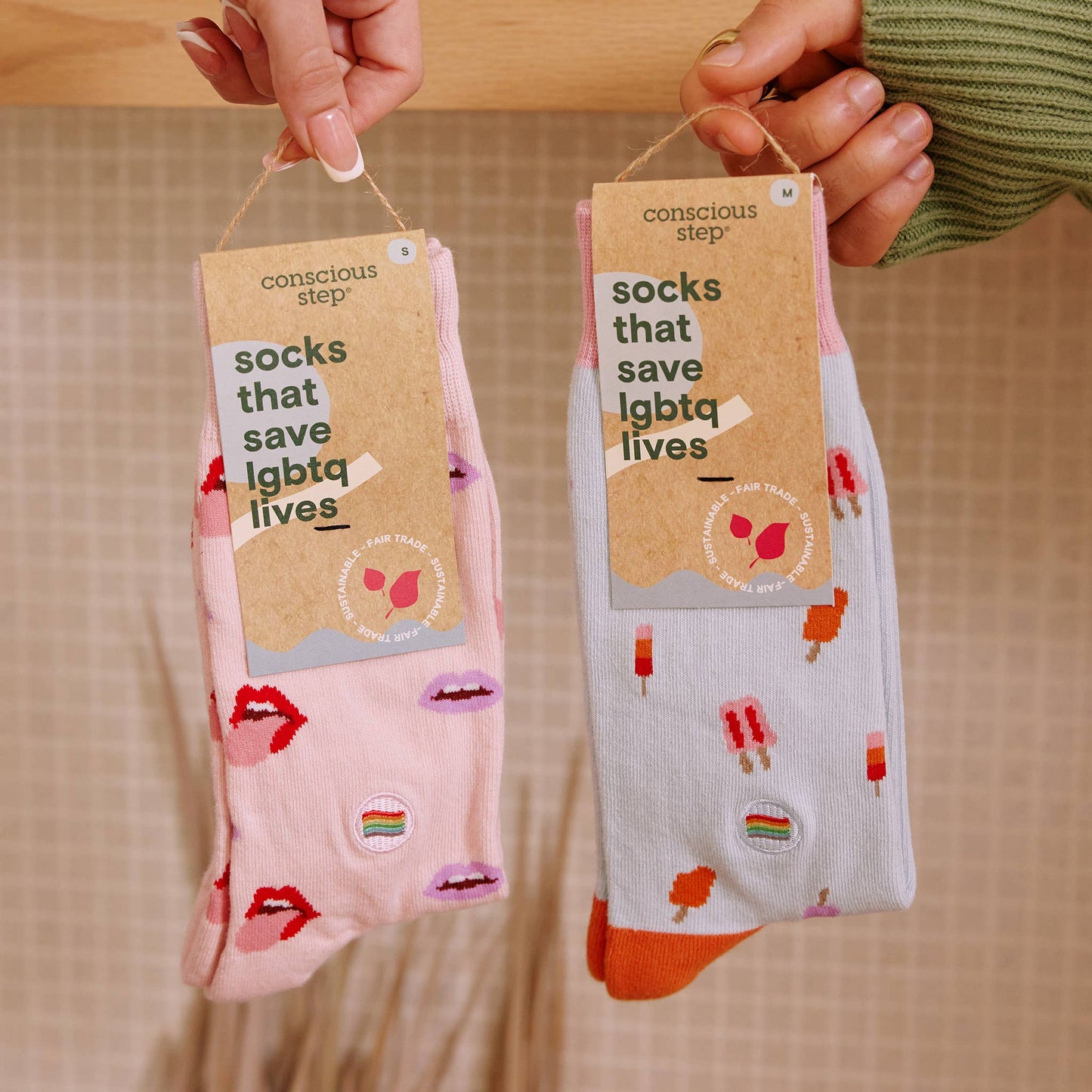 Socks that Save LGBTQ Lives (Pink Lips): Medium