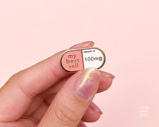 My Best Self Pill Enamel Pin: Pink