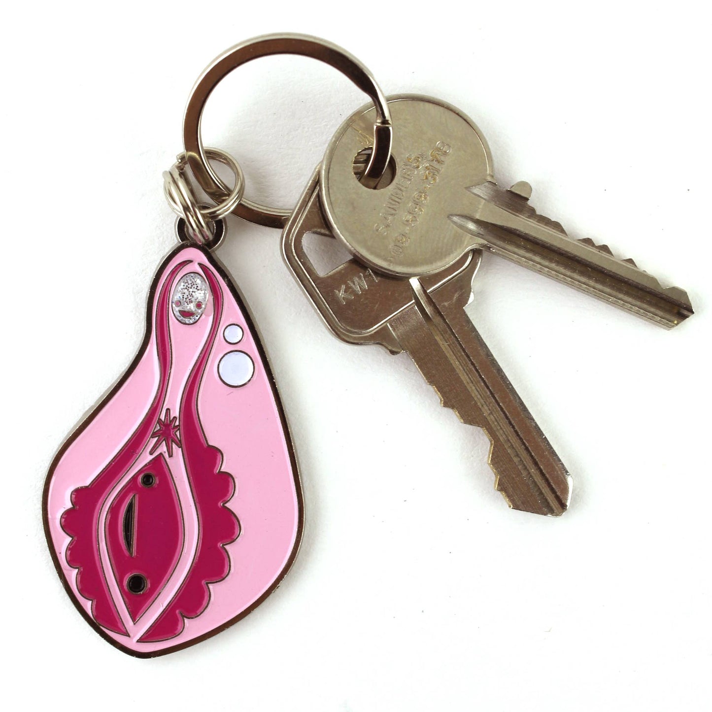 Vagina+Vulva Keychain With Sparkly Clit Face