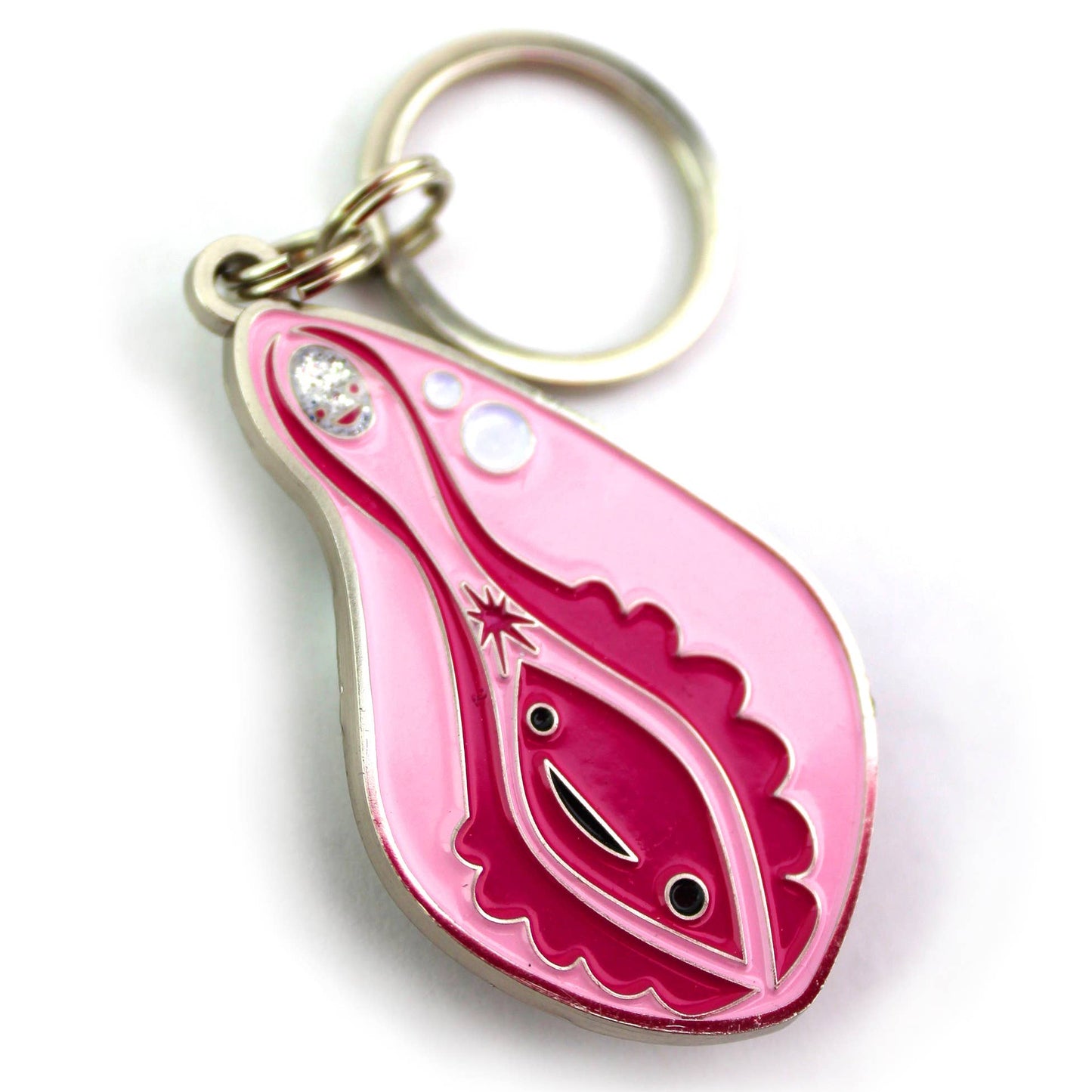 Vagina+Vulva Keychain With Sparkly Clit Face